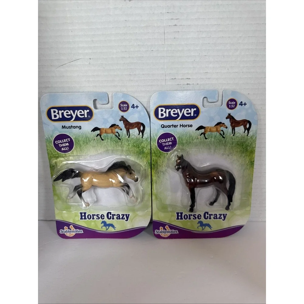 New Breyer Horse Crazy Lot of 2 Stablemates 1:32 Scale  Mustang Quarter Gift